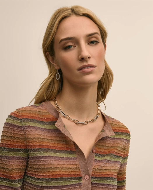 Image of Gold-Tone Cubic Zirconia Link Necklace