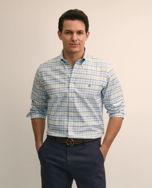 Image of Stretch Cotton Non-Iron Oxford Polo