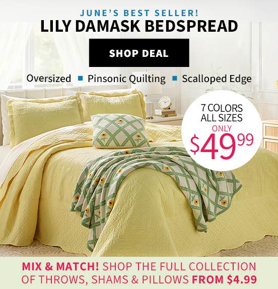 49.99 LILY DAMASK BEDSPREAD