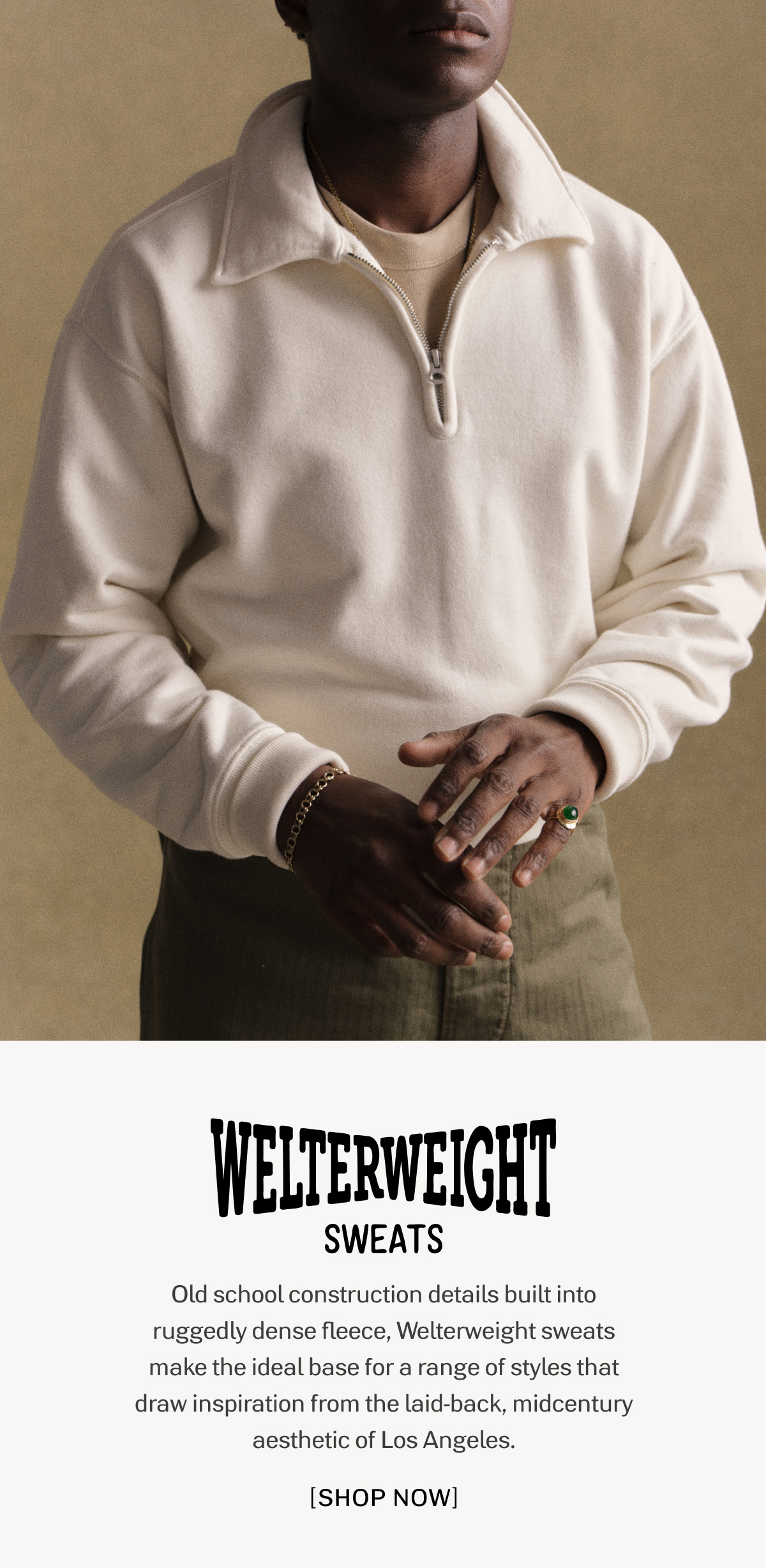 White Welterweight Quarter Zip