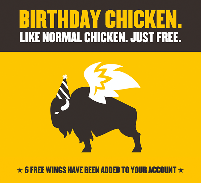Come get your free birthday wings