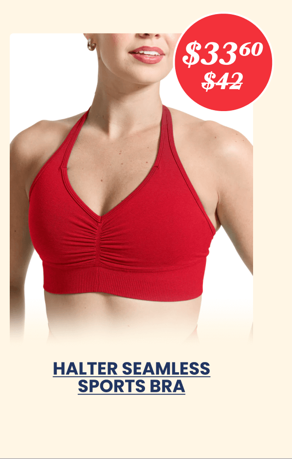 HALTER SEAMLESS SPORTS BRA - $33.60