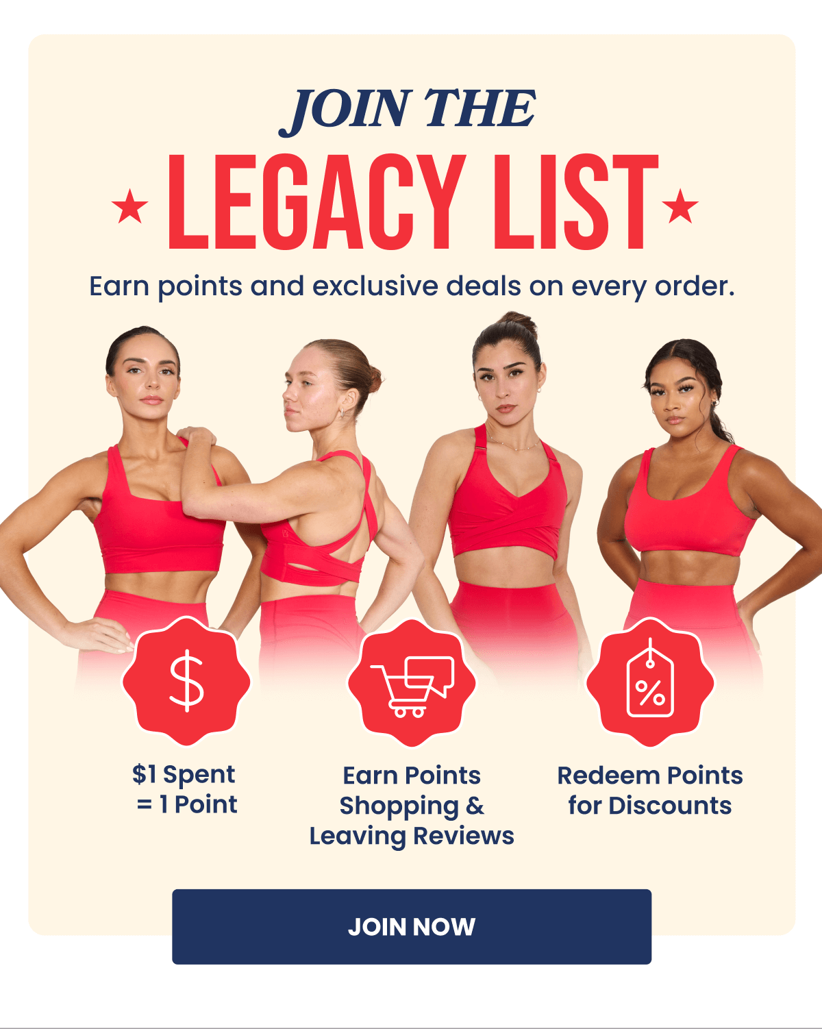 JOIN THE * LEGACY LIST * - Earn points and exclusive deals on every order. - $1 Spent = 1 Point - Earn Points Shopping & Leaving Reviews - Redeem Points for Discounts | JOIN NOW