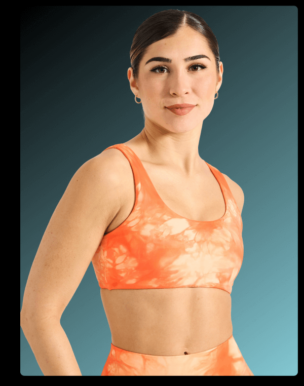 Double Dip Butter Sports Bra - Peach Rings Tie Dye