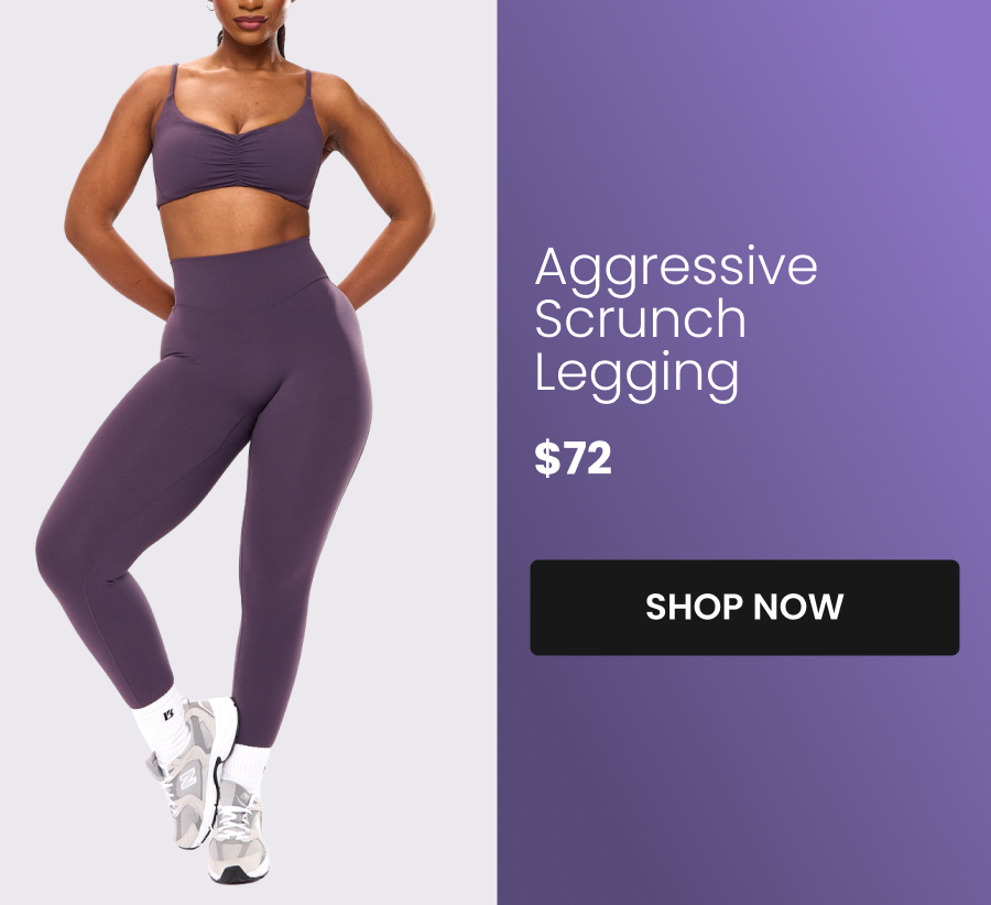 Aggressive Scrunch Legging – Purple Shadow → From $72 CTA: [Shop Aggressive Scrunch]