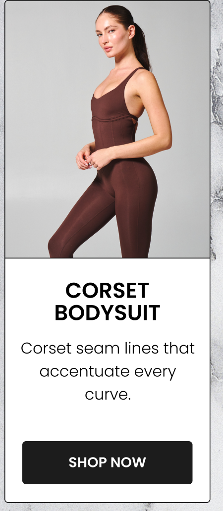 Corset Bodysuit  Corset seam lines that accentuate every curve.