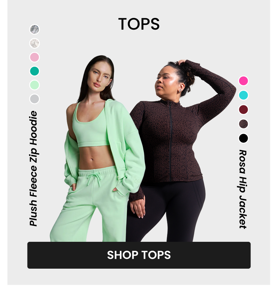  Tops Plush Fleece Zip Hoodie (Choose: Lucky Charm) Rosa Hip Jacket (Choose: Leopard Print, Miami Vice) CTA: [SHOP TOPS]