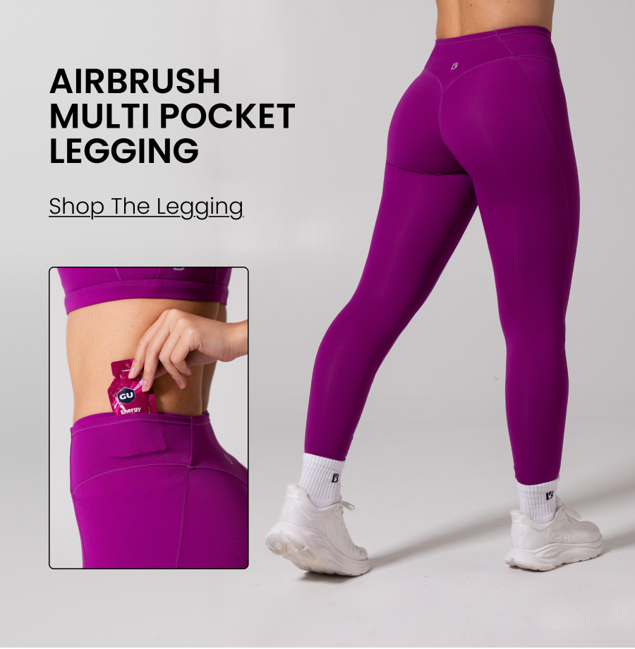 Airbrush Multi Pocket Legging Seven pockets. Built for the run. CTA: [SHOP THE LEGGING]