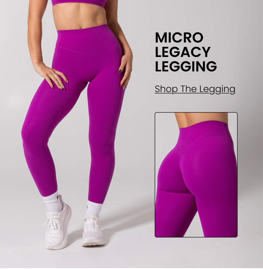  Micro Legacy Legging Buttery NuBre®, three inseams. CTA: [SHOP THE LEGGING]