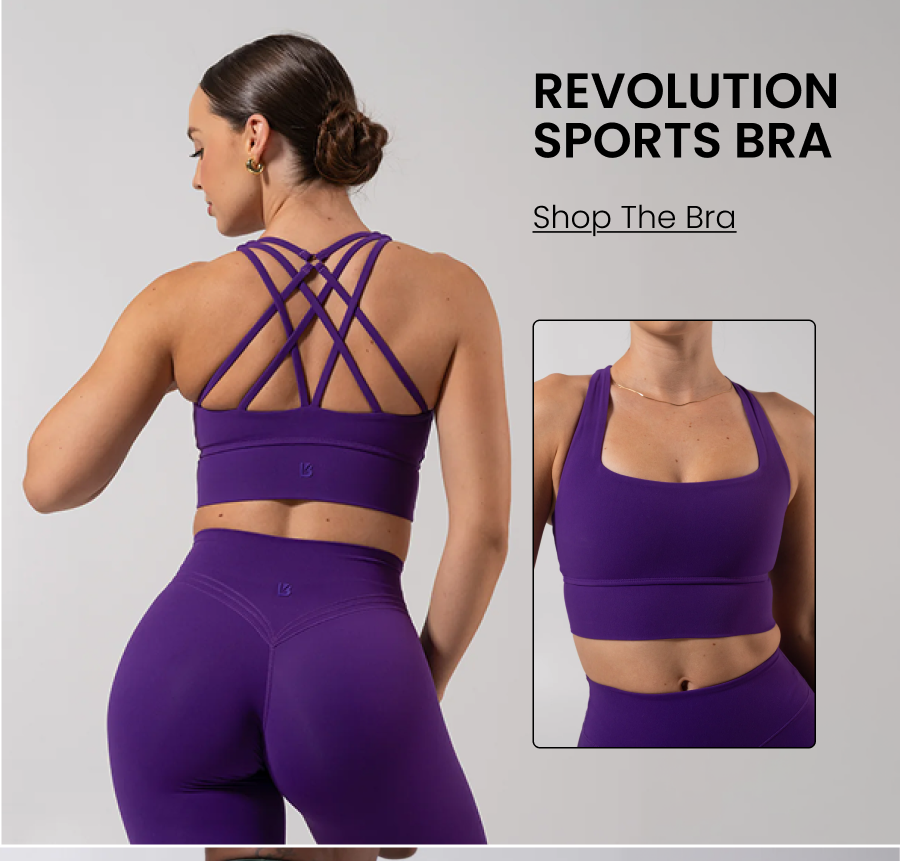 Revolution Sports Bra Studio staple, perfected. Yoga and pilates approved. CTA: [SHOP THE BRA]