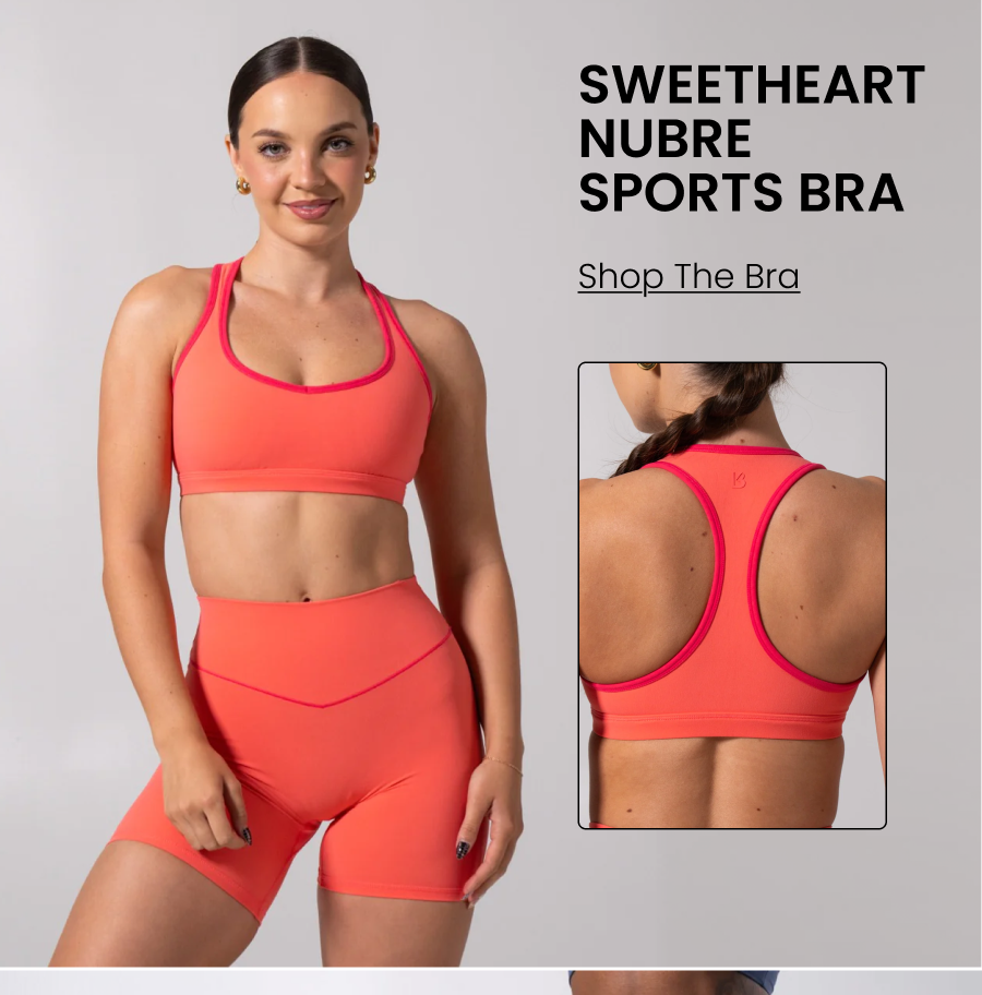 Sweetheart NuBre Sports Bra Second skin softness in nine shades. CTA: [SHOP THE BRA]