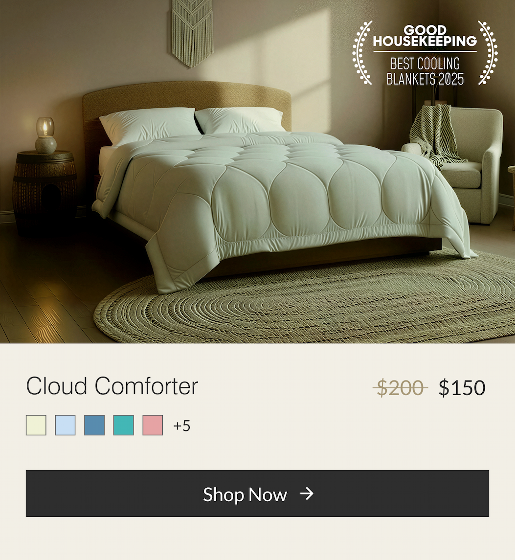 Buffy Cloud Comforter, award-winning cooling comforter for hot sleepers.