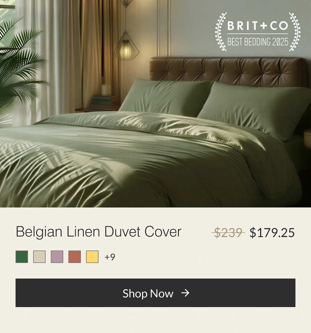 Buffy Belgian Linen Duvet Cover - breathable luxury linen for cooler, relaxed sleep.
