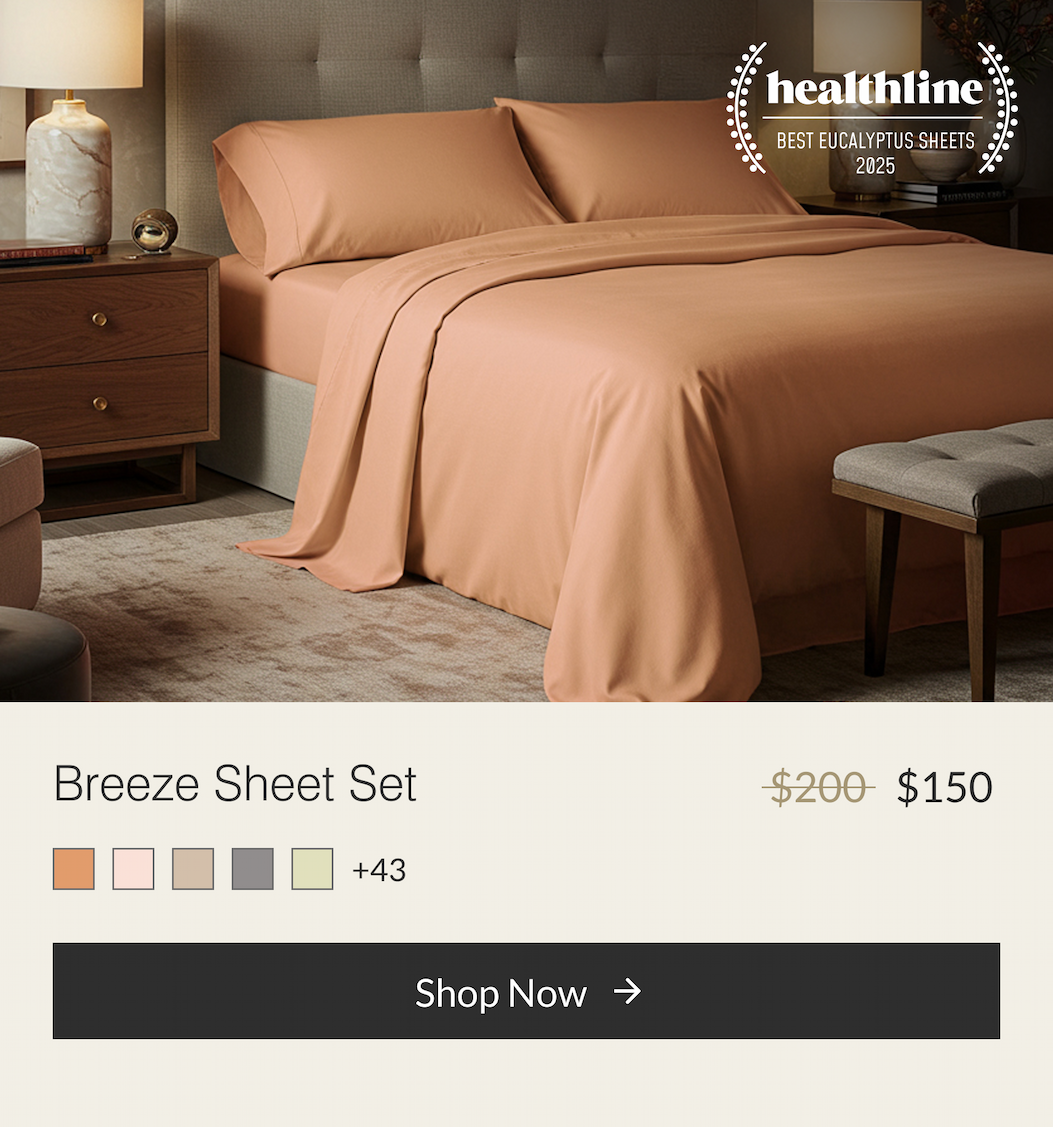 Buffy Breeze Sheet Set, ultra-soft eucalyptus cooling sheets for hot sleepers.