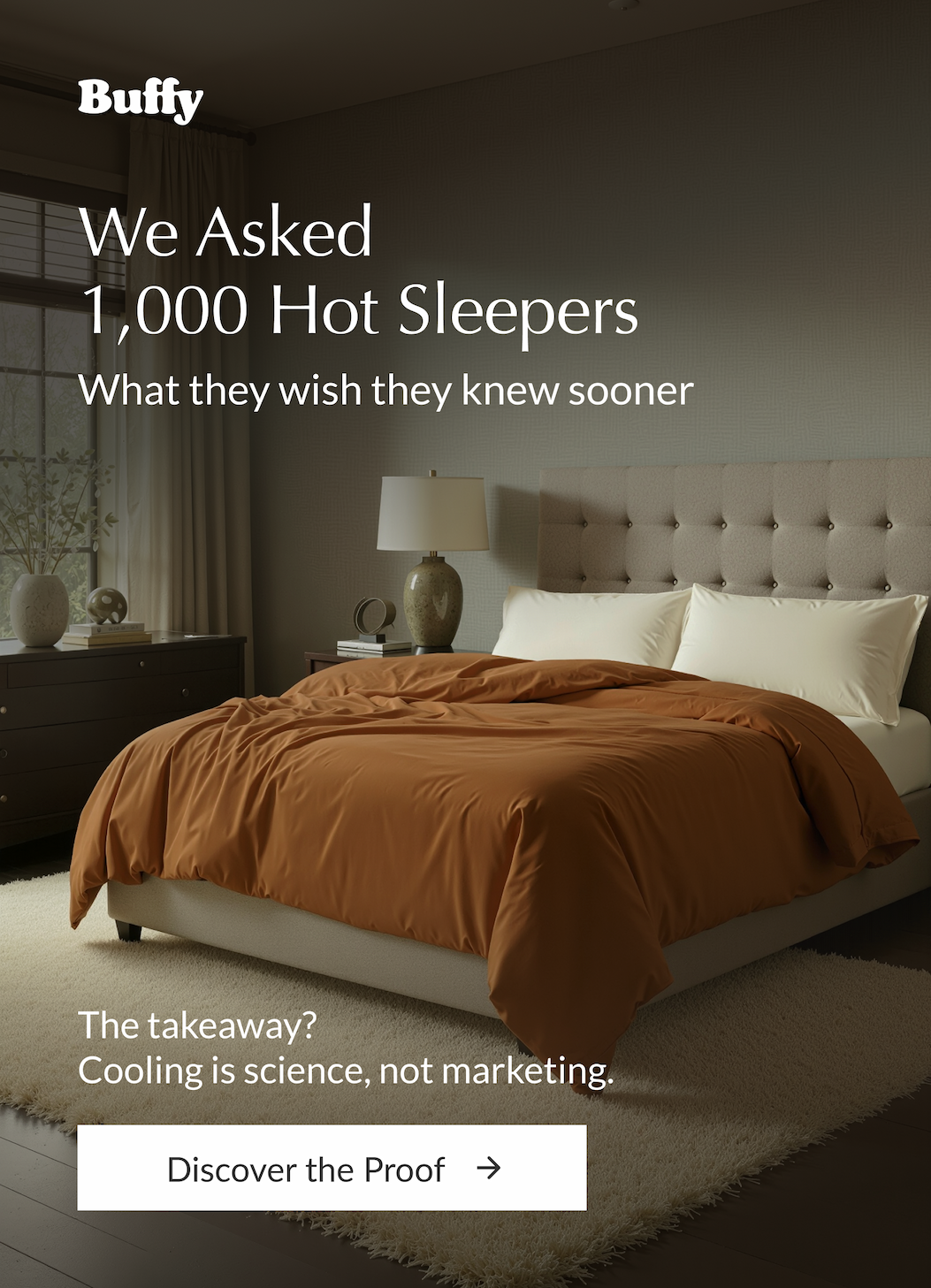 Buffy cooling bedding for hot sleepers—temperature regulating comforters, sheets, and pillows designed for cooler sleep.