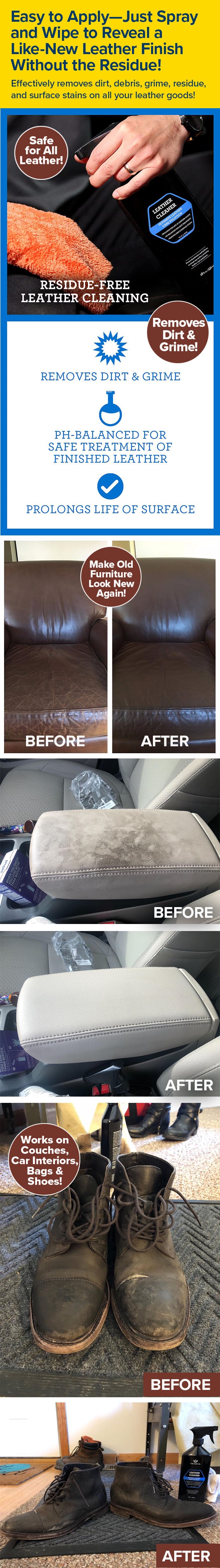 Easy to Apply—Just Spray and Wipe to Reveal a Like-New Leather Finish Without the Residue!