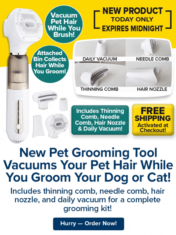New Pet Grooming Tool Vacuums Your Pet Hair While You Groom Your Dog or Cat!
