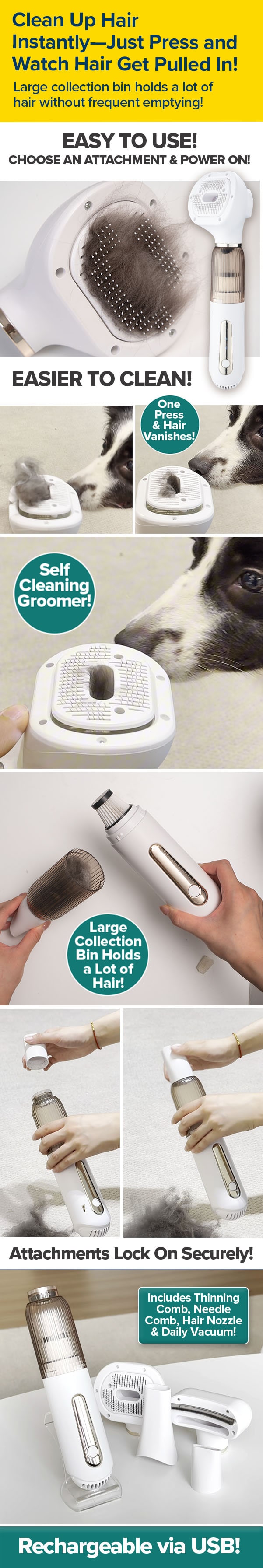 Clean Up Hair Instantly—Just Press and Watch Hair Get Sucked In!