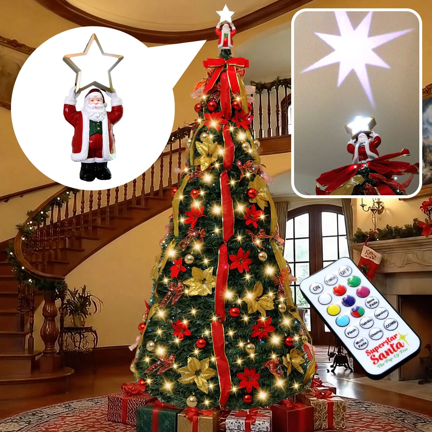 Image of Superstar Santa Pop-Up Christmas Tree