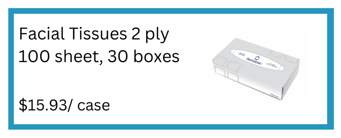 Reliable Brand 2-Ply White Flat Box Facial Tissue