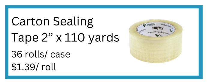 TUFflex 1.61 mil. 2 Inch Acrylic Clear Carton Sealing Tape Roll