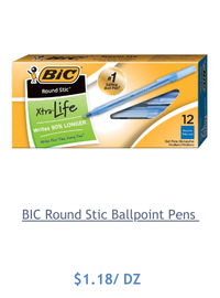 BIC Round Stic Ballpoint Pens: Discounts on BIC Ballpoint Pens BICGSM11BE