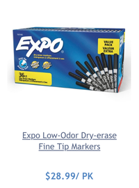 Expo Low-Odor Dry-erase Fine Tip Markers
