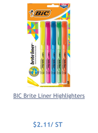 Wholesale BIC Brite Liner Highlighters: Discounts on BIC Highlighters BICBLP51WASST