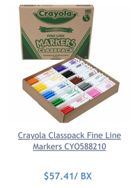 Wholesale Crayola BULK Art Markers: Discounts on Crayola Classpack Fine Line Markers CYO588210