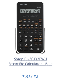 Sharp EL-501X2BWH Scientific Calculator - Bulk