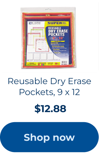 Reusable Dry Erase Pockets, 9 x 12