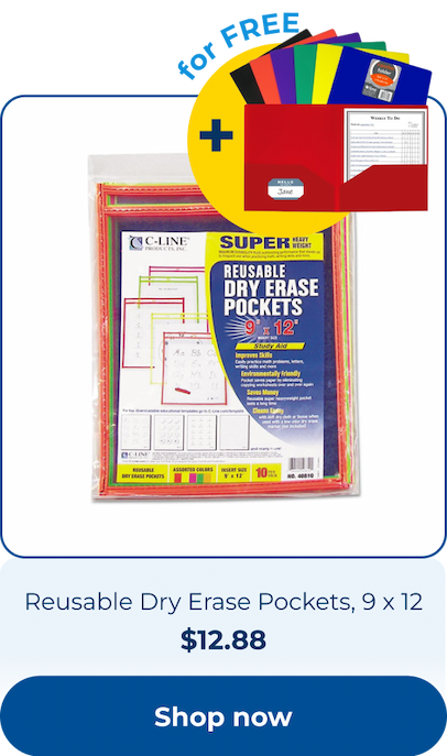 Reusable Dry Erase Pockets, 9 x 12