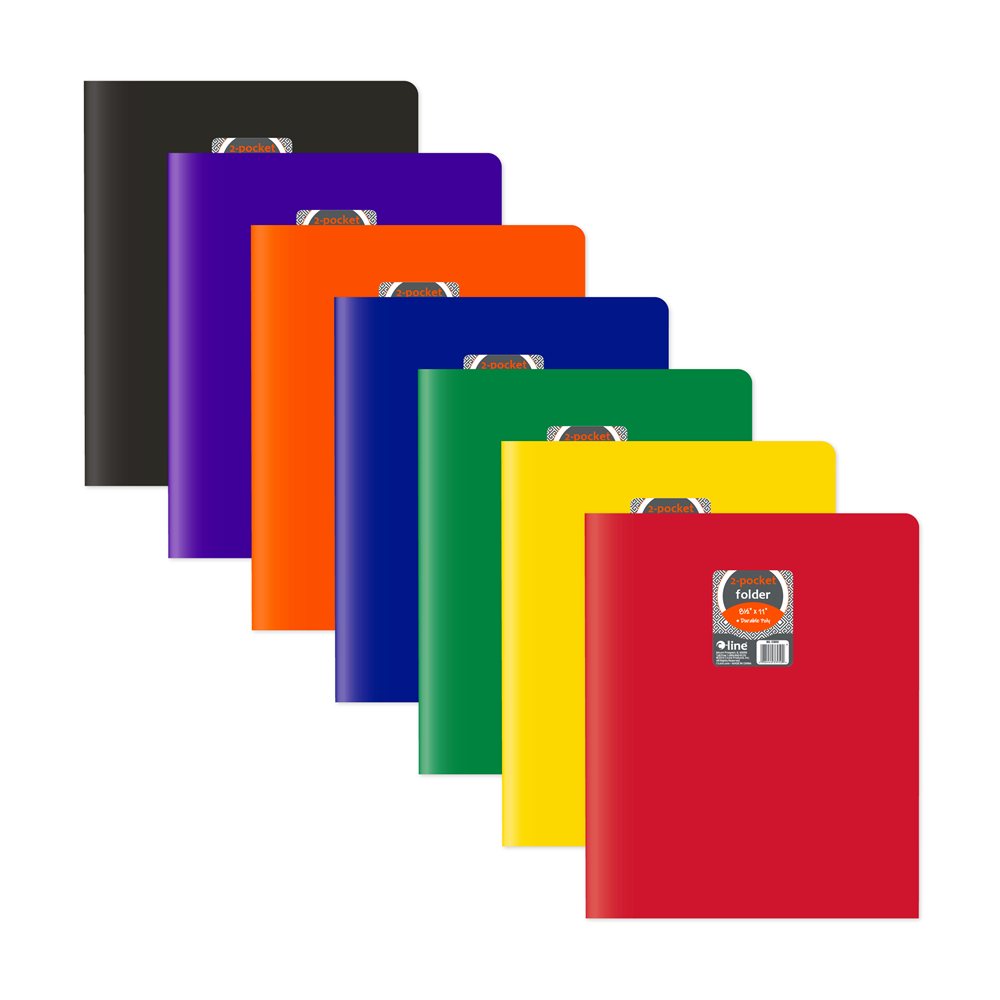 Image of Two pocket portfolio, heavyweight poly., assorted primary colors, 36EA/DS