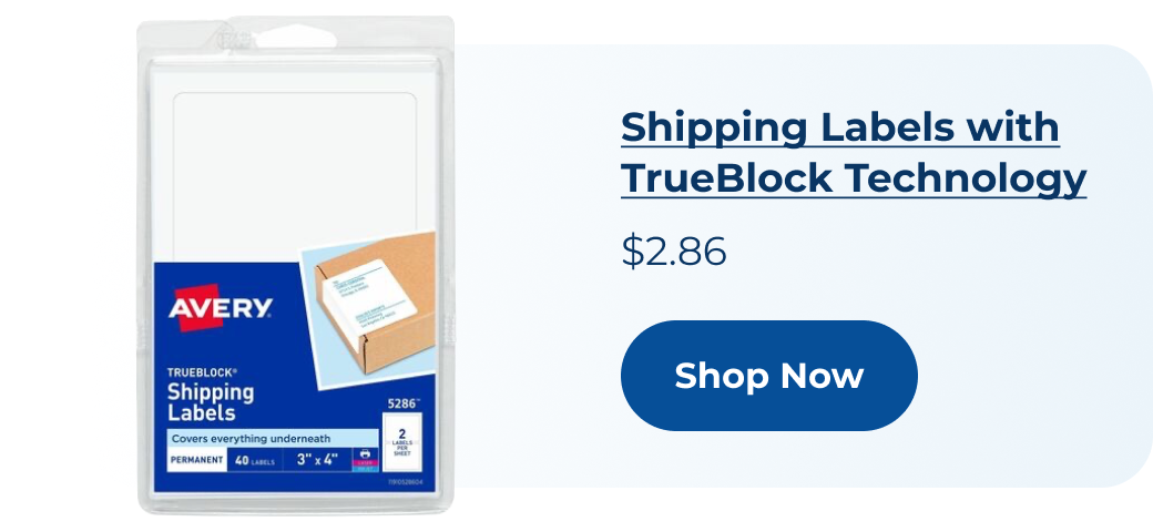 Wholesale Shipping Labels: Discounts on Avery Shipping Labels with TrueBlock Technology AVE5286