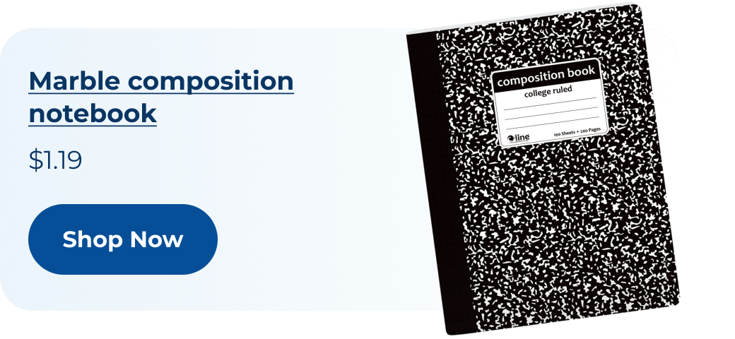 Composition book, marble cover, college rule, 100 Sheets, black, 1/EA