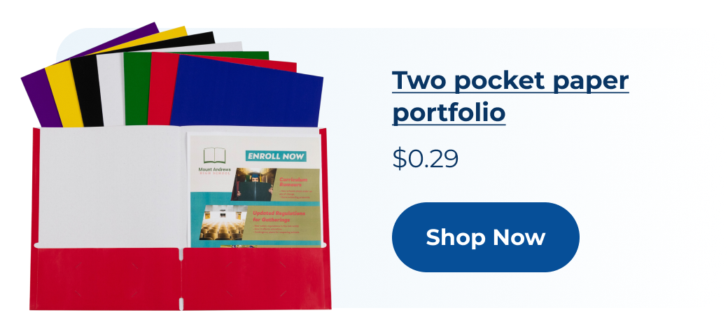 Two pocket paper portfolio, assorted, 100EA/DS