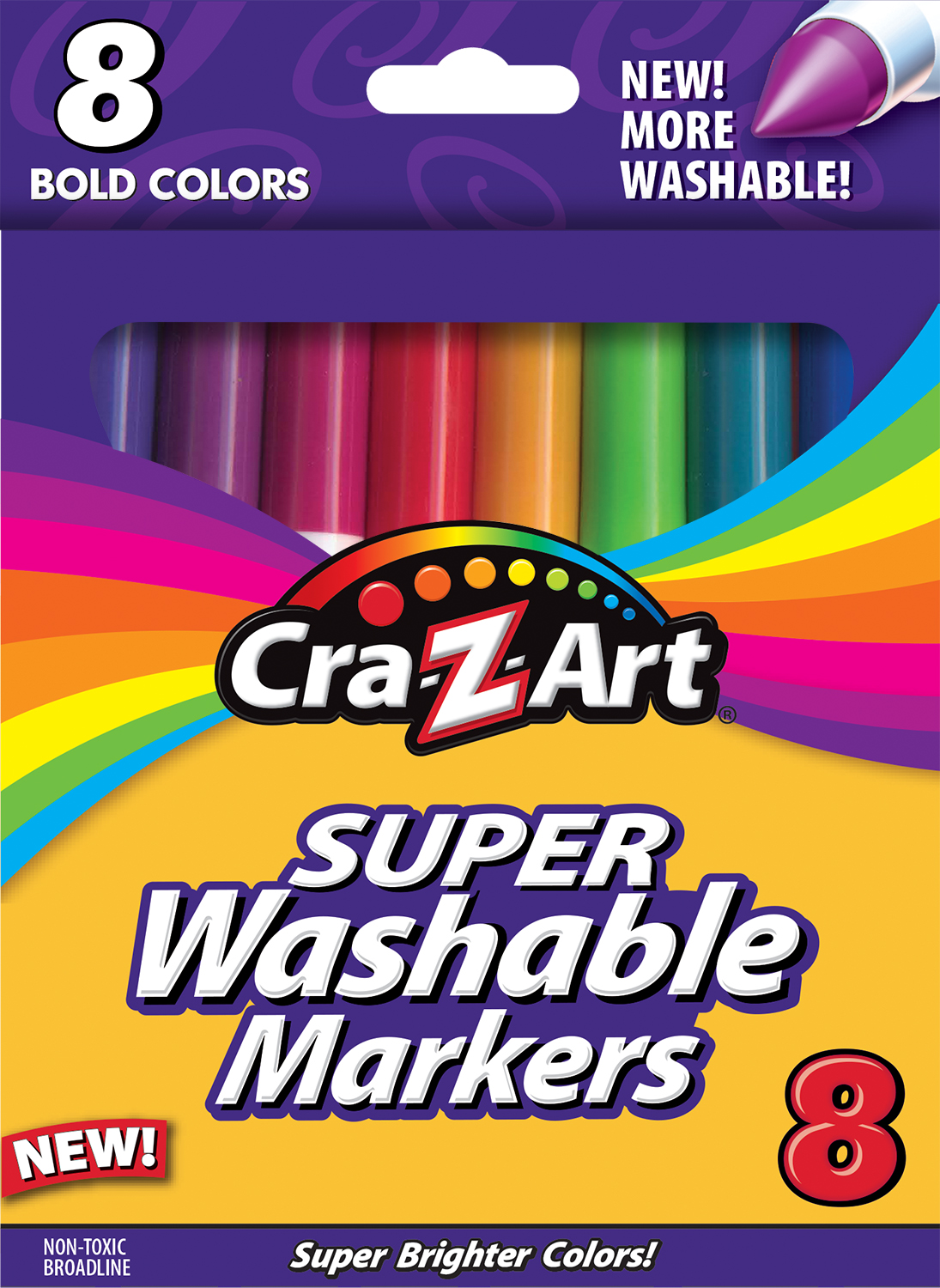 Image of Cra-Z-Art Washable Markers 8ct Bold Broadline peggable box