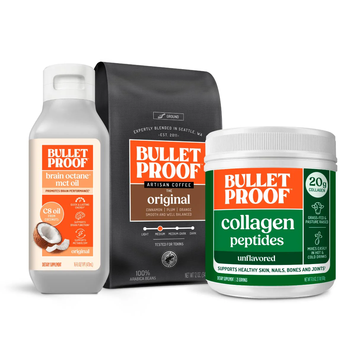 Image of Ground Coffee, Brain Octane C8 MCT Oil and Collagen Peptides