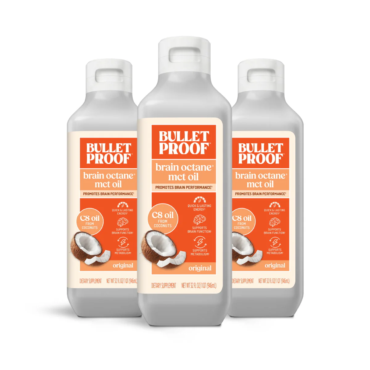 Image of Brain Octane® C8 MCT Oil 3 pack, 32 oz.