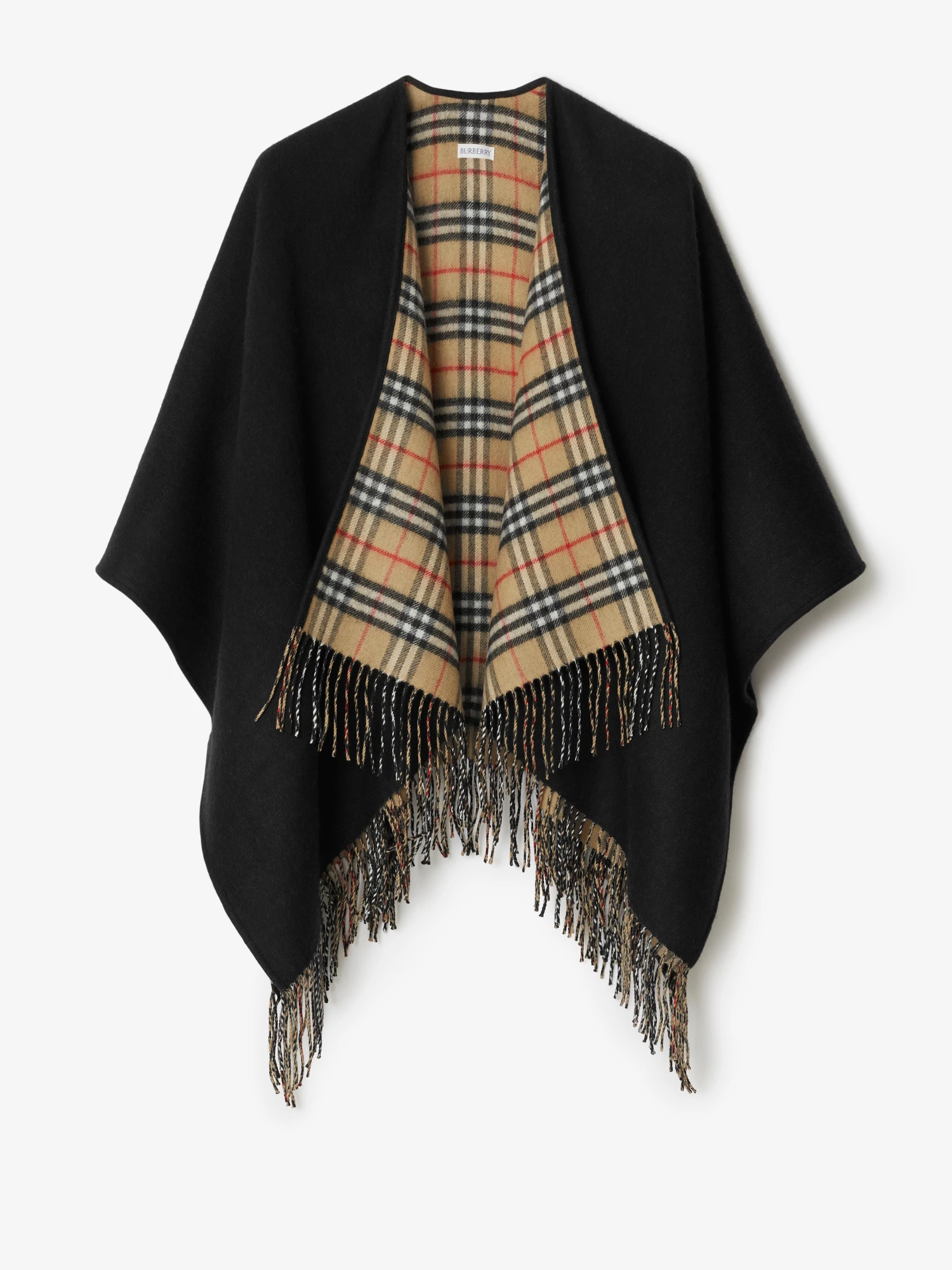 Check Wool Reversible Cape