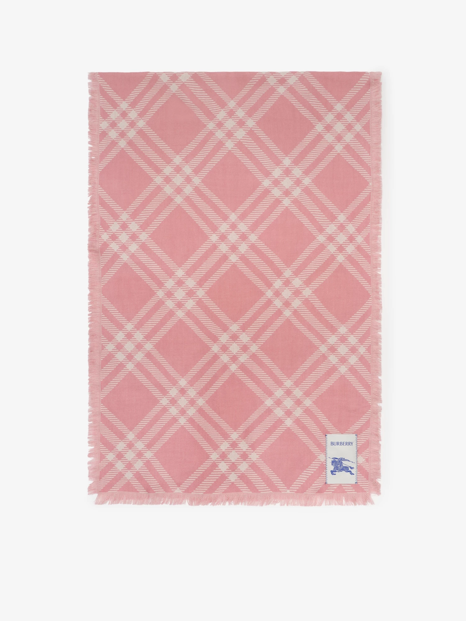 Wide Check Wool Silk Scarf