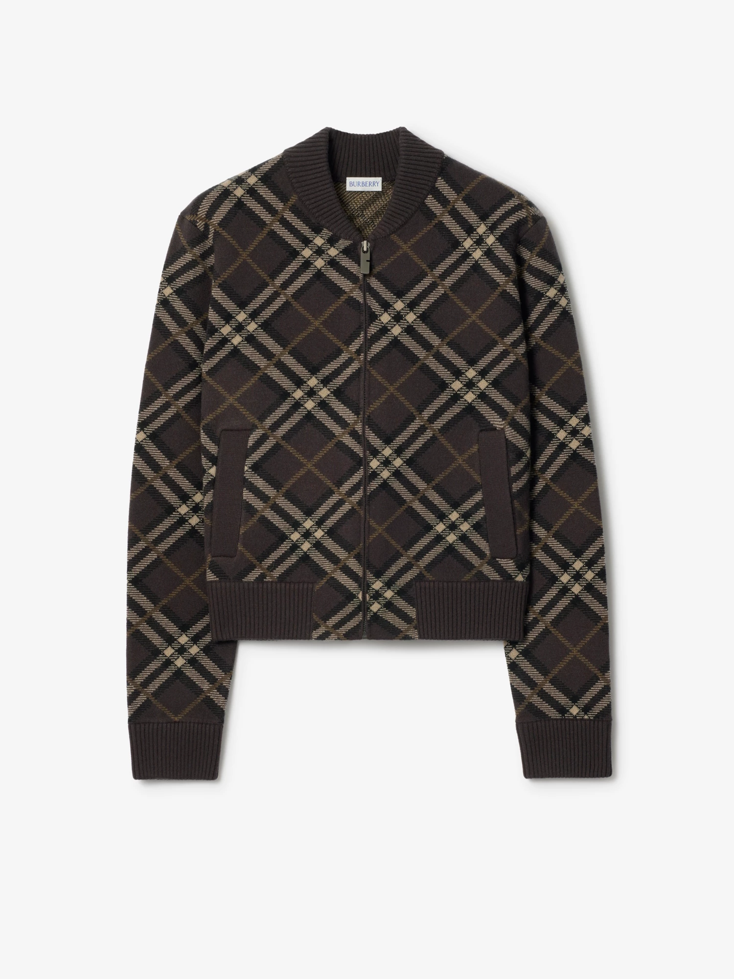 Check Wool Cashmere Bomber Jacket