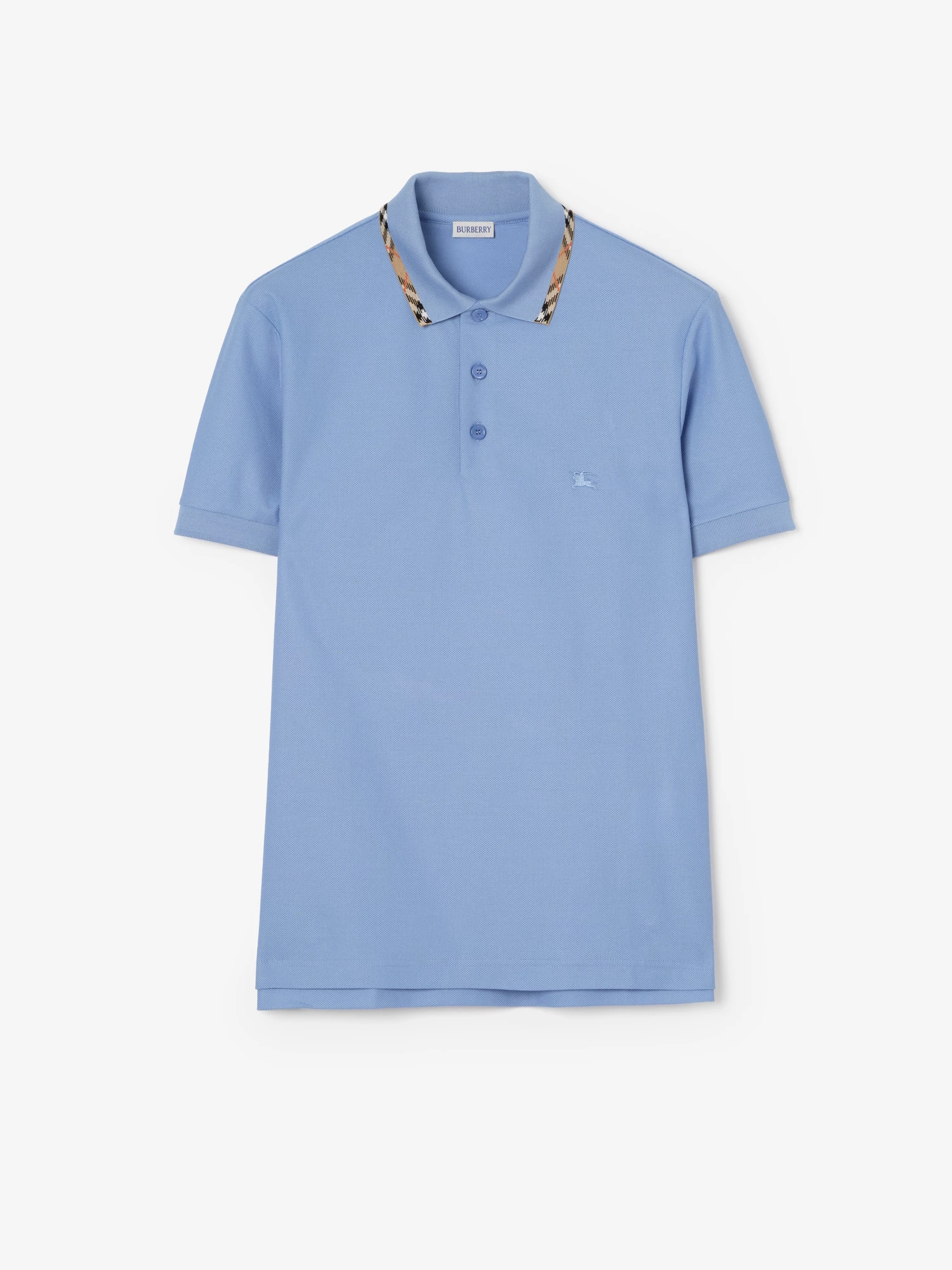 Check Trim Cotton Polo Shirt