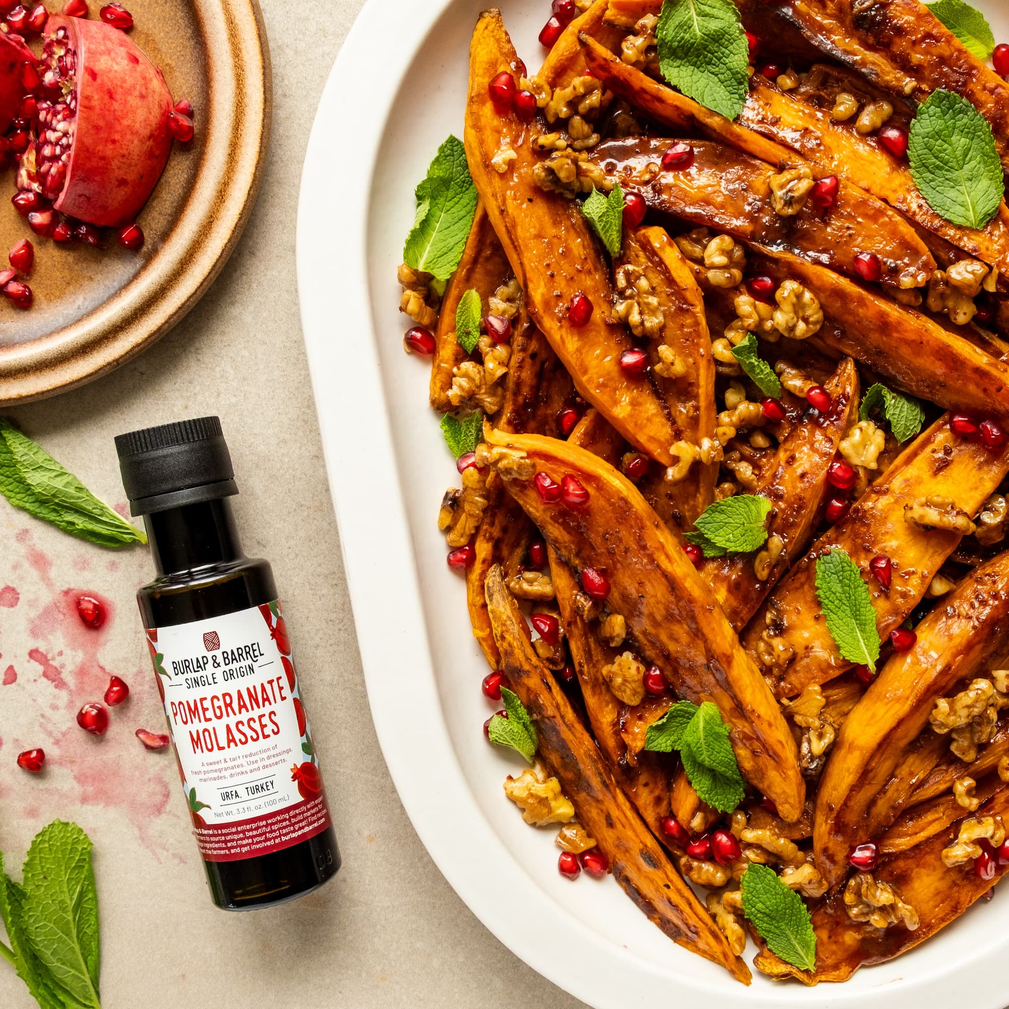 Roasted Sweet Potatoes with Pomegranate Molasses