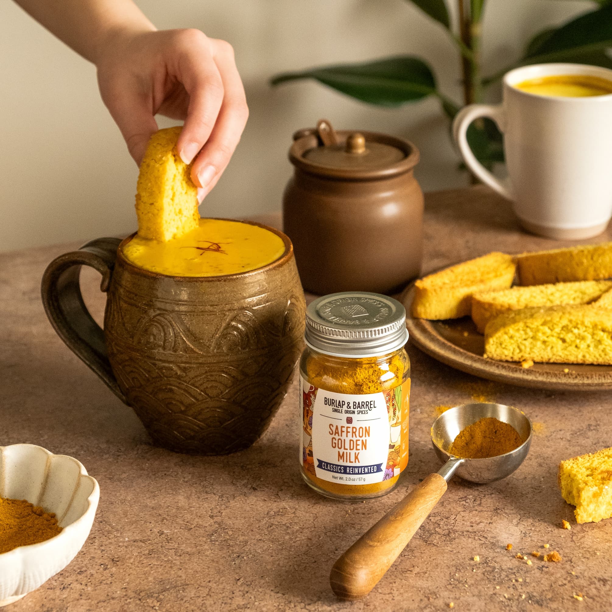 Saffron Golden Milk & Biscotti, from Burlap & Barrel