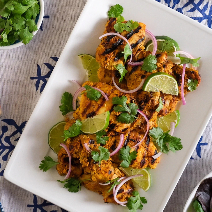 Grilled chicken marinated in yogurt