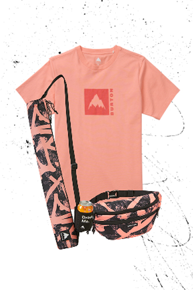 The products available in the new coral color featuring the Short Sleeve T-Shirt, Hip Pack, and Beeracuda Cooler Bag