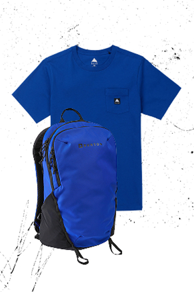 The products available in Jake Blue color featuring Colfax Short Sleeve T-Shirt and the Day Hiker Backpack