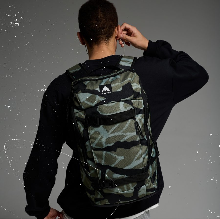 Burton Kilo 2.0 2L Backpack in a camo print on a model
