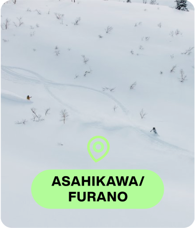 Snowboarder riding a Burton gear with the text Asahikawa/Furano